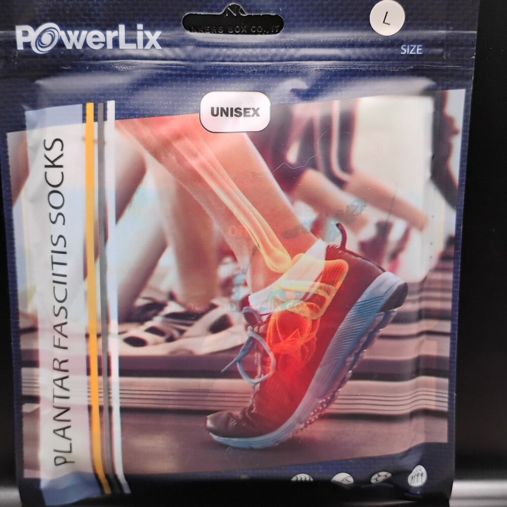 NIP plantar fasciitis socks unisex size Large Power Lix brand black in color new